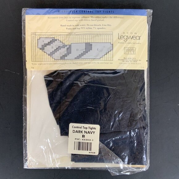 Avon Legwear Microfiber Control Top Tights Dark Navy Opaque Size B Medium - Picture 2 of 3